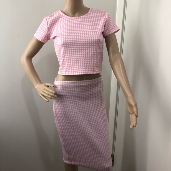 Missguided pink white skirt and match top size S M - Picture 2 of 6